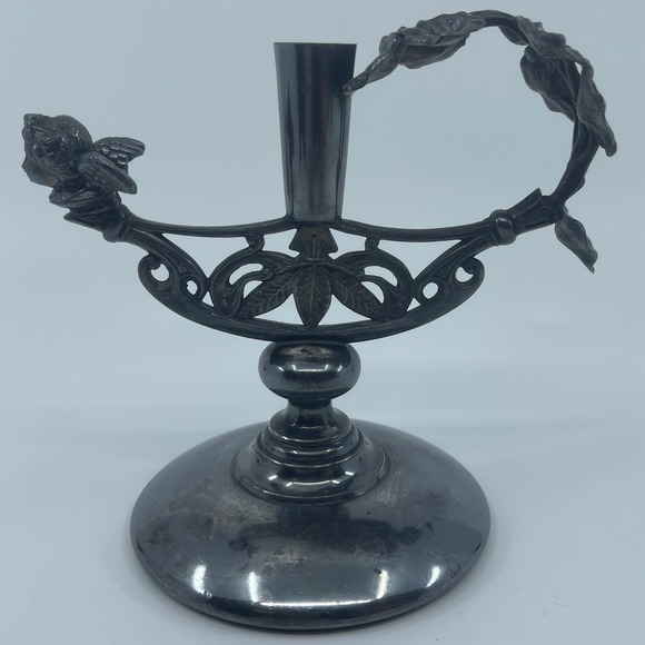 Other - Aurora Antique Silver Triple Plate Candlestick Holder Ornate Floral Metal 5"